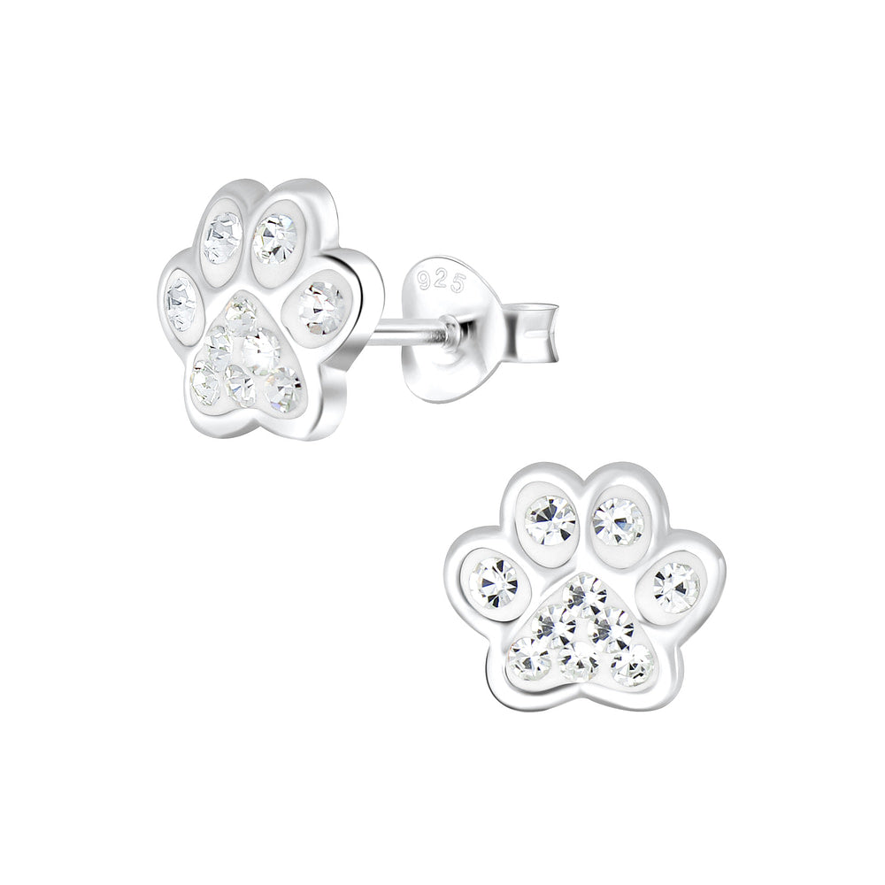 Silver Paw Print Stud Earrings