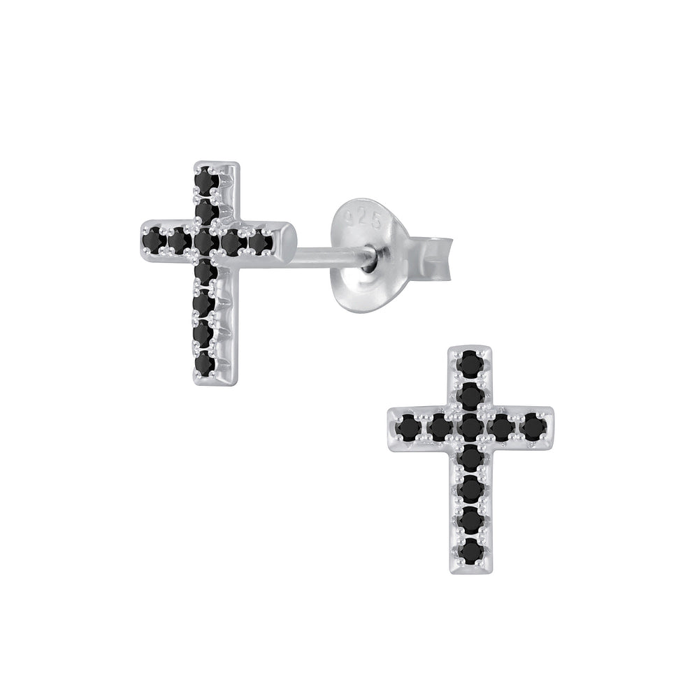 Silver Cross Stud Earrings