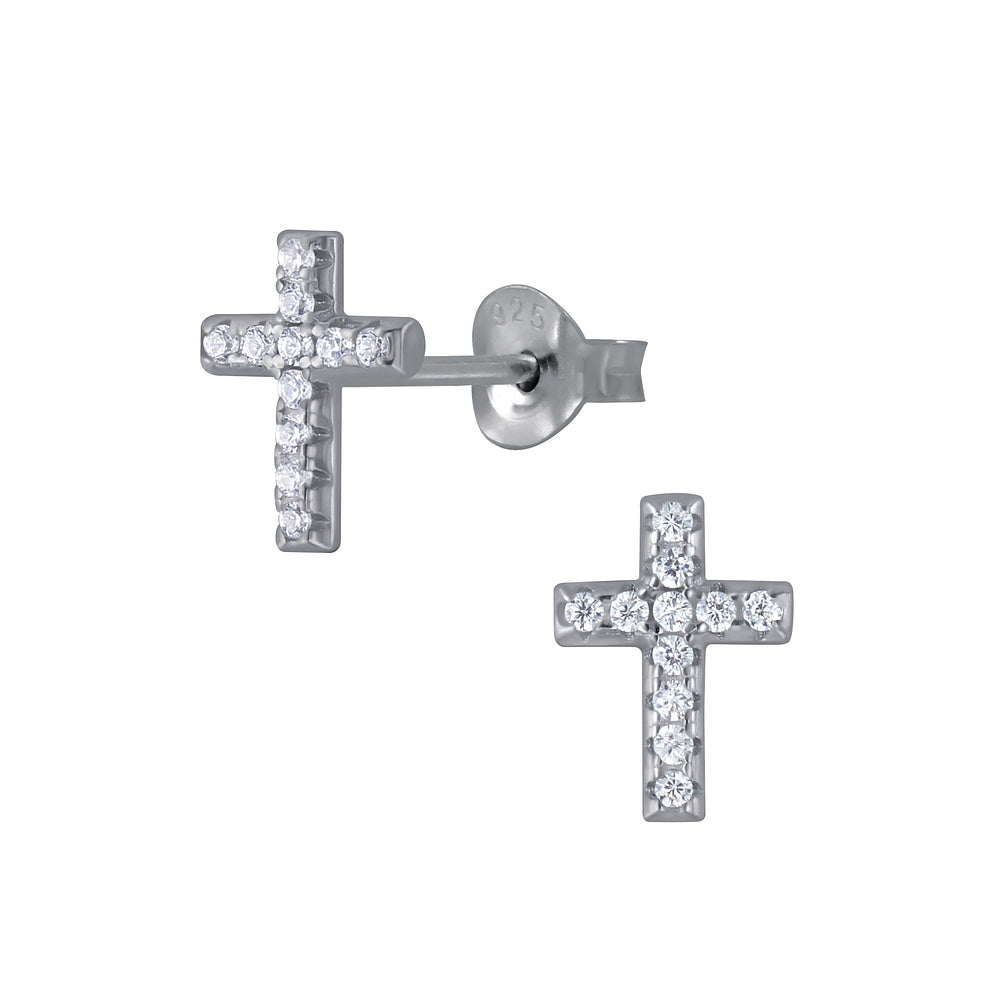 Silver Cross Stud Earrings