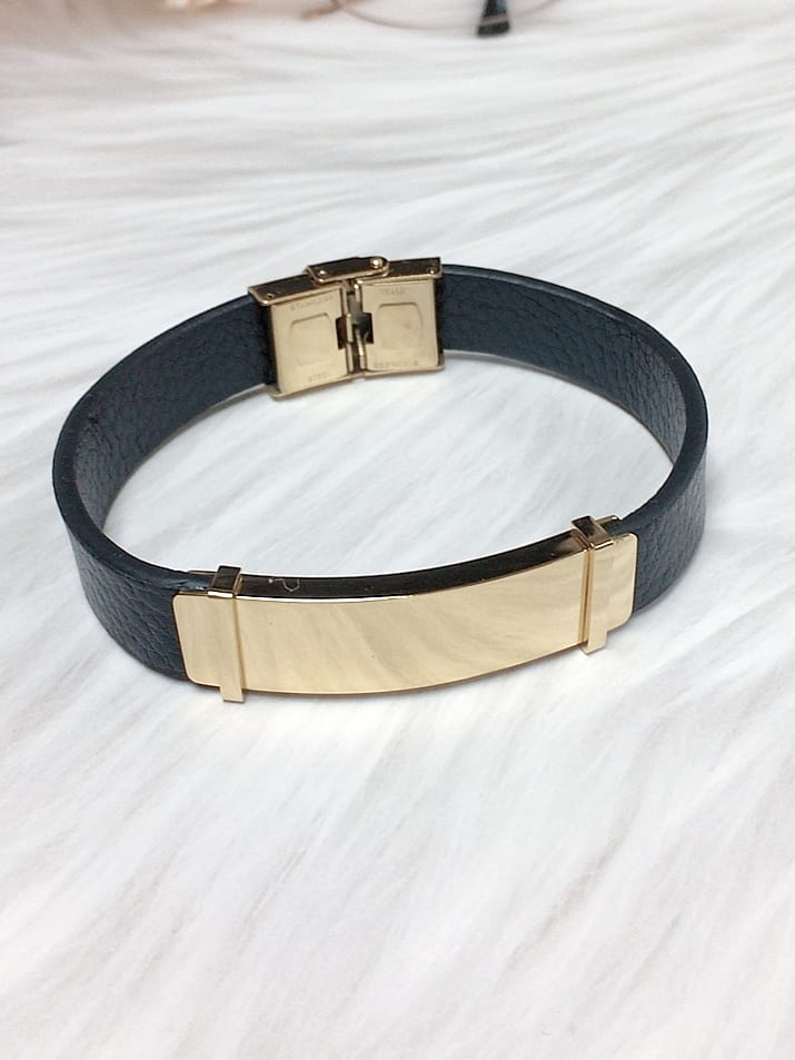 Stainless Steel Leather Rectangle Trend Bracelet