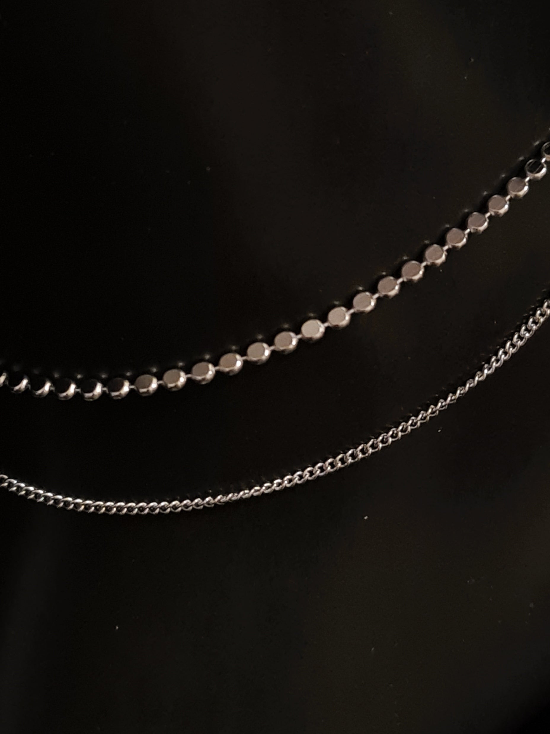 925 Sterling Silver Flat Bead Double-Layer Anklet