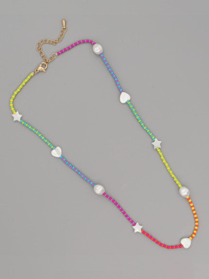 Multi Color Miyuki Beads Heart Shell Bohemia Pure Handmade Necklace