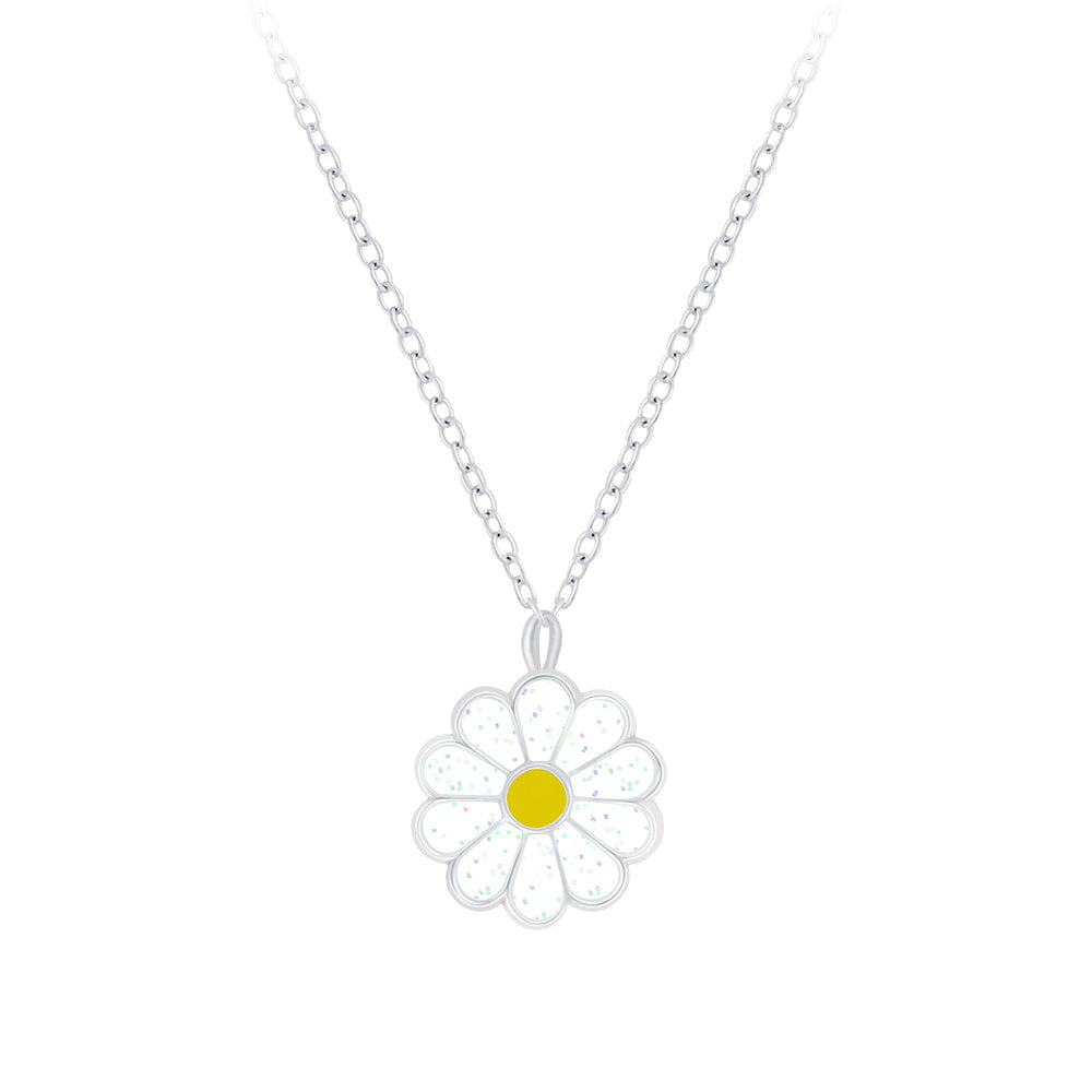 Silver Daisy Flower Necklace