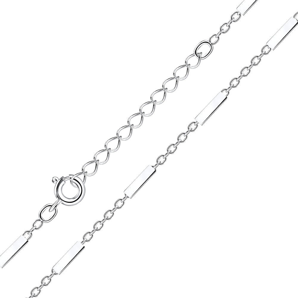 35cm Silver Cable Bar Choker Necklace 