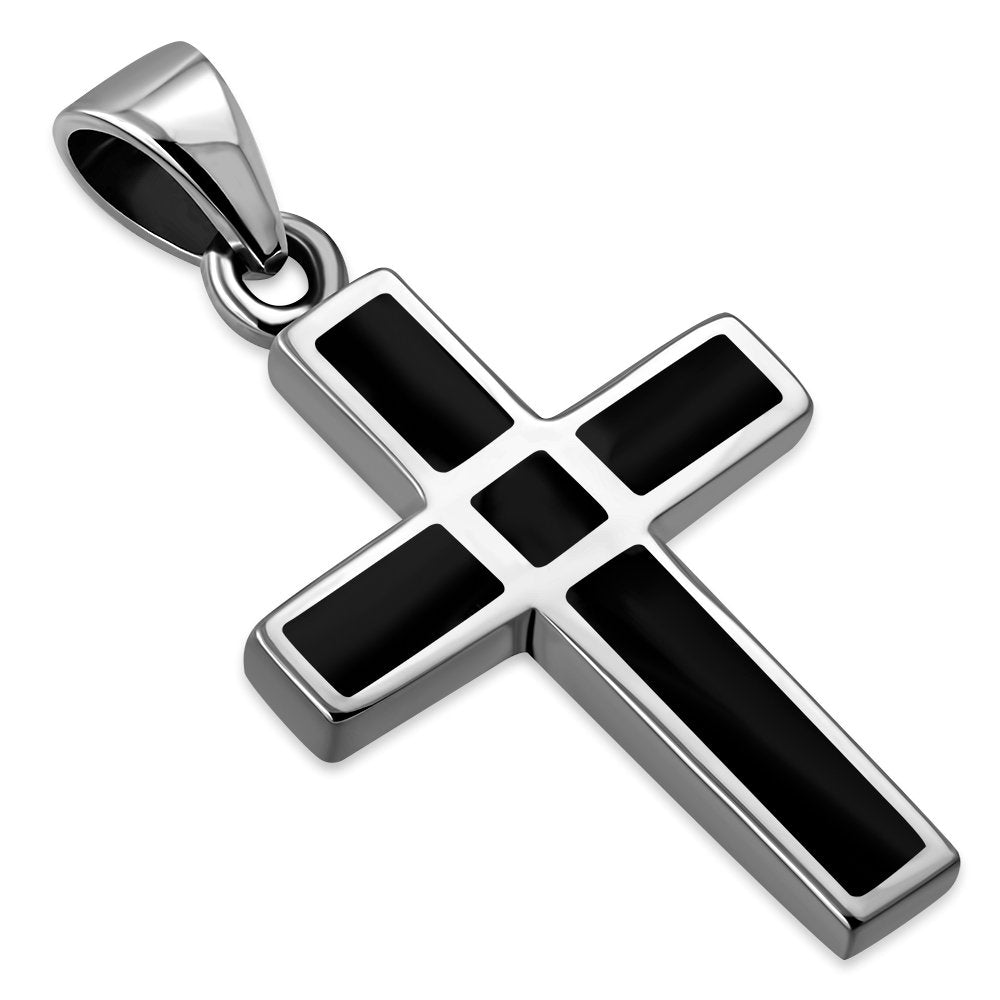 Black Onyx Cross Sterling Silver Pendant