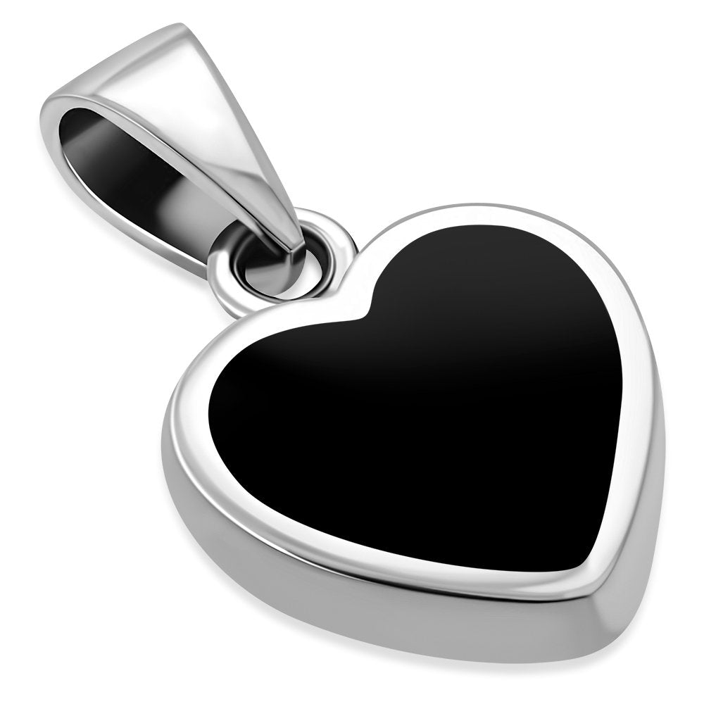 Black Onyx Heart Silver Pendant