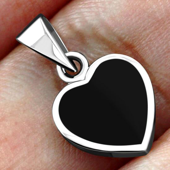 Black Onyx Heart Silver Pendant