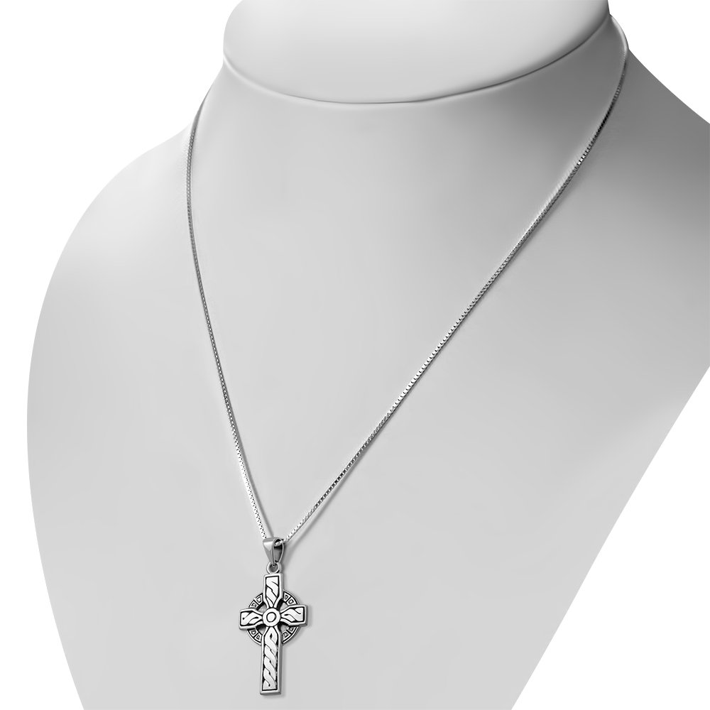 Medium Celtic Silver Cross Pendant