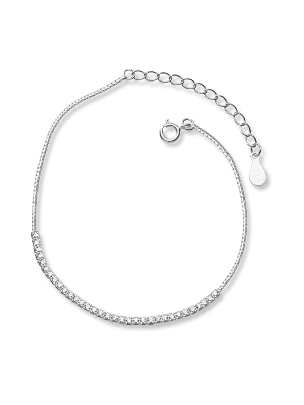 925 Sterling Silver Cubic Zirconia Geometric Minimalist Link Bracelet