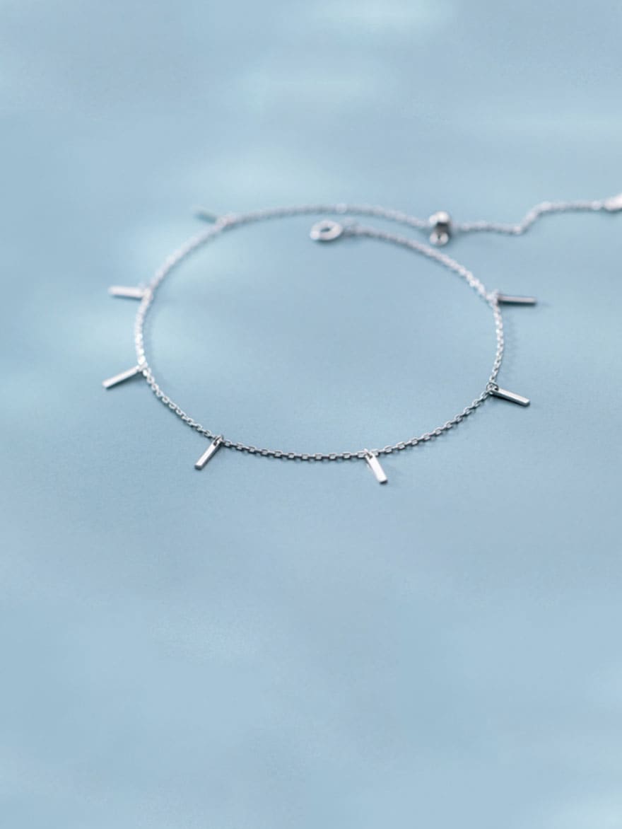 925 Sterling Silver Geometric Minimalist Anklet