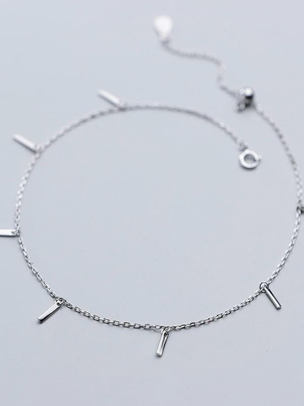 925 Sterling Silver Geometric Minimalist Anklet