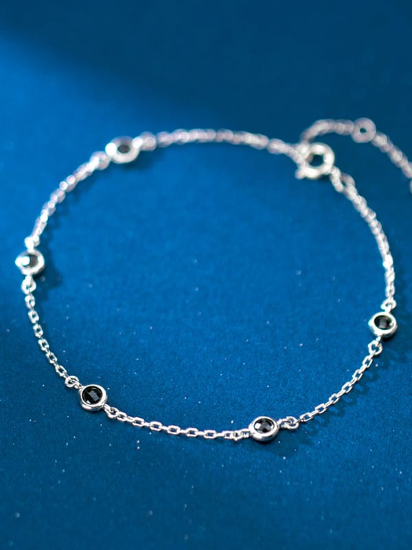 925 Sterling Silver Round Cubic Zirconia Multi Color Bracelet