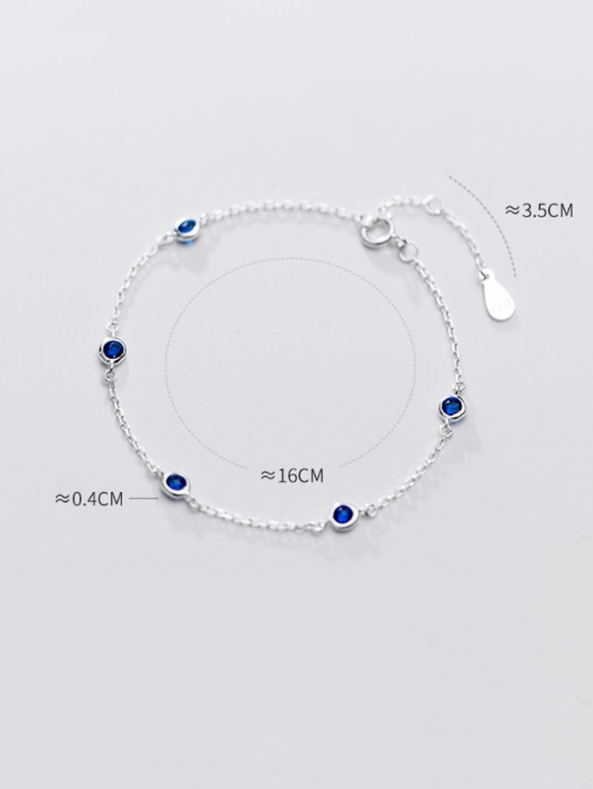 925 Sterling Silver Round Cubic Zirconia Multi Color Bracelet