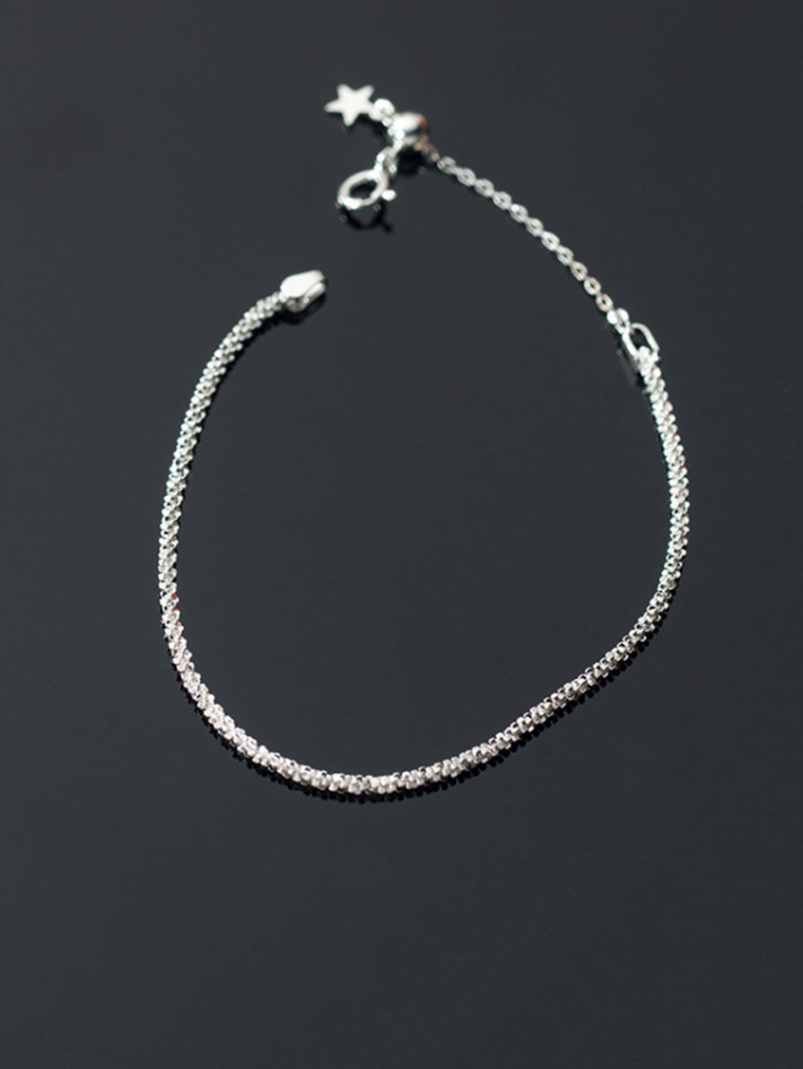 925 Sterling Silver Star Minimalist Link Bracelet