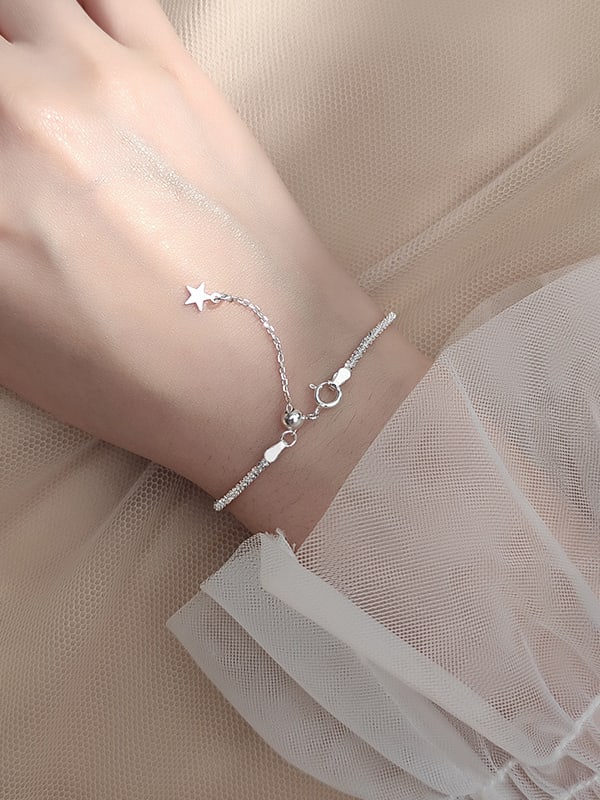 925 Sterling Silver Star Minimalist Link Bracelet