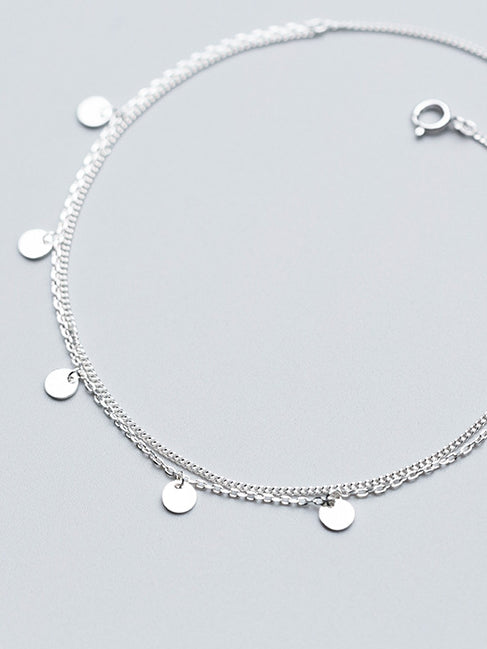 925 Sterling Silver With Platinum Plated Fashion Round Anklets