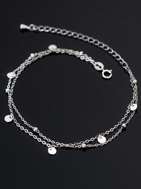 925 Sterling Silver Irregular Minimalist Anklet