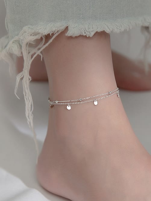 925 Sterling Silver Irregular Minimalist Anklet