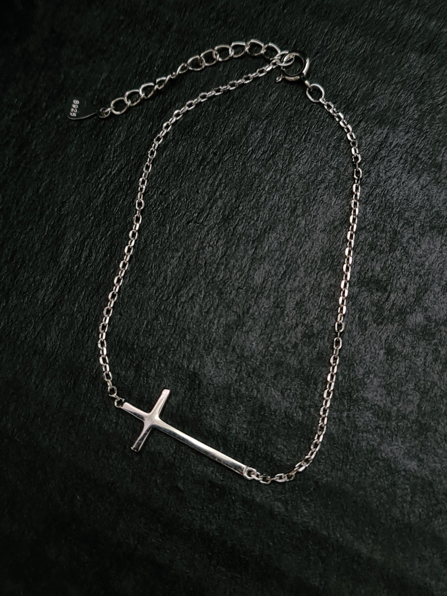 S925 Silver Character Glossy Cross Simple Bracelet