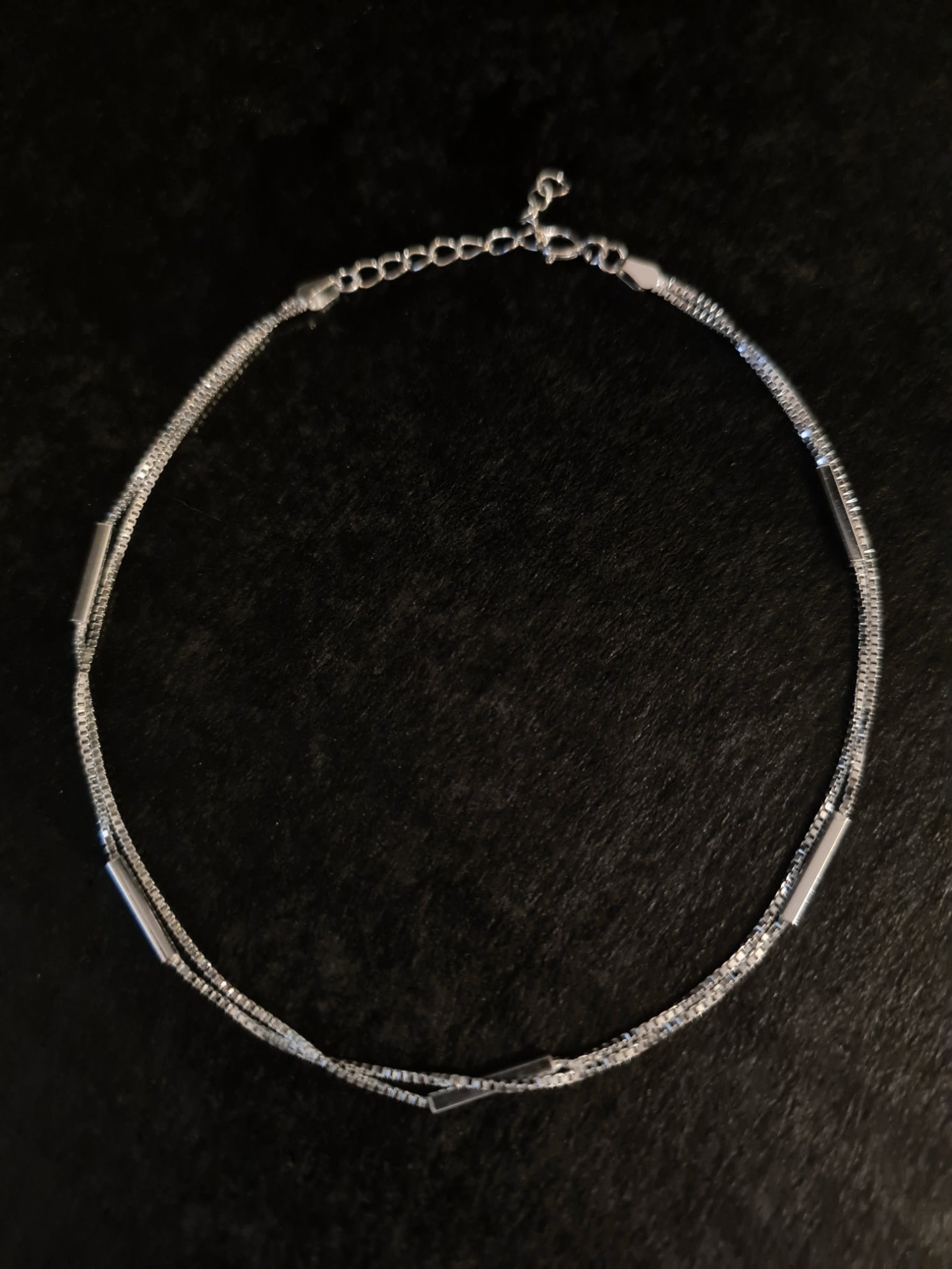 925 Sterling Silver With Platinum Plated Simplistic Double Layer Anklets