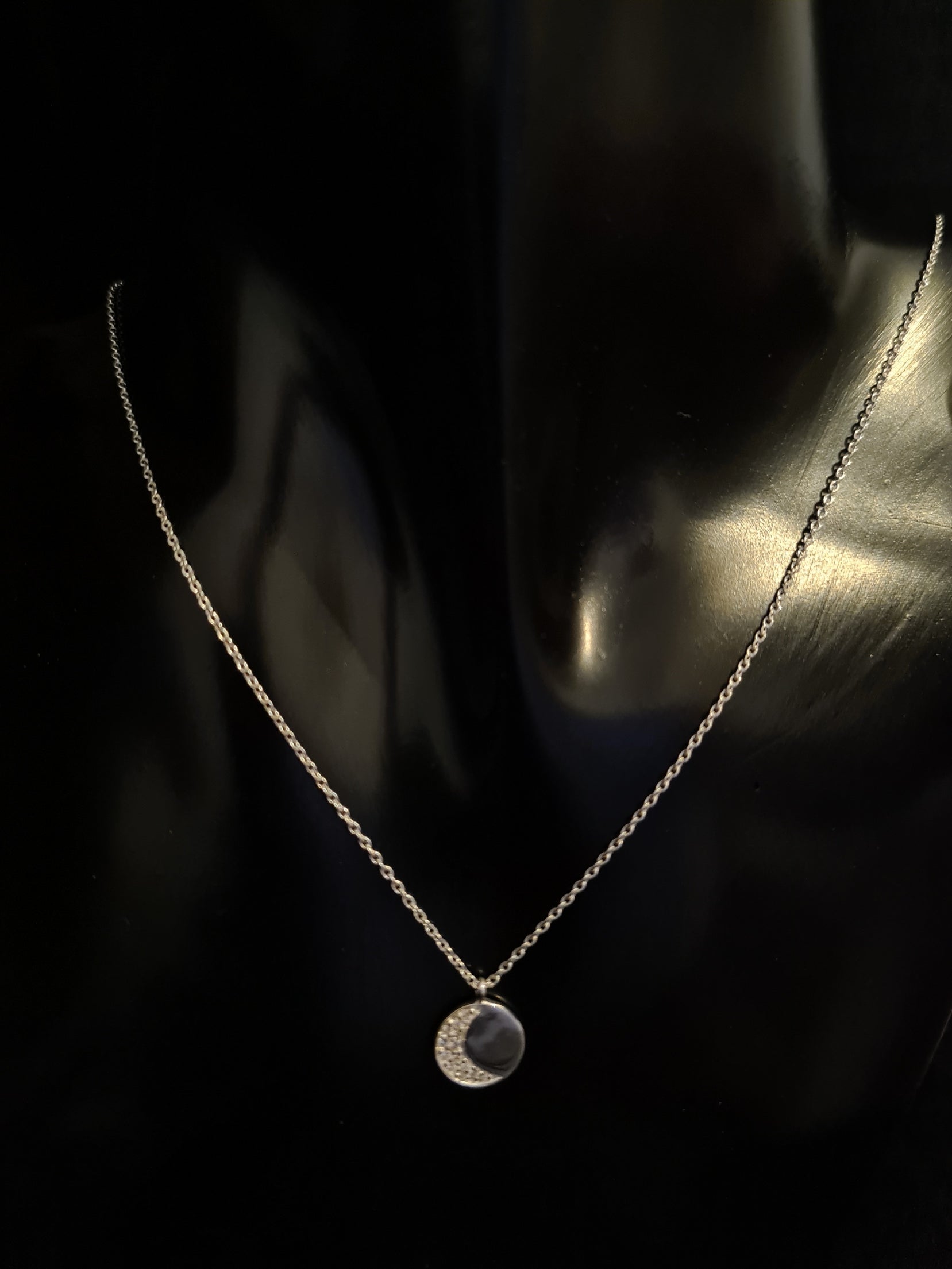 Crescent Moon Silver Necklace