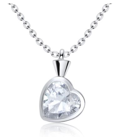 925 Heart Shaped Cz Silver Necklace