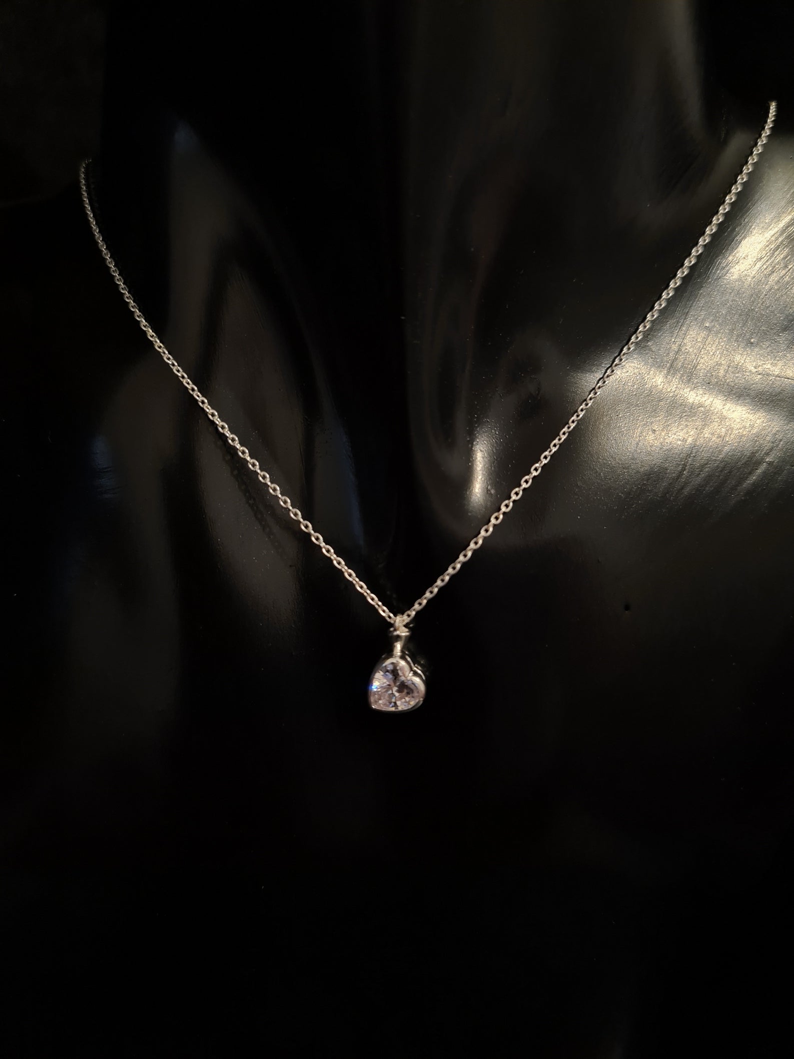  Shaped Cz Silver Necklace