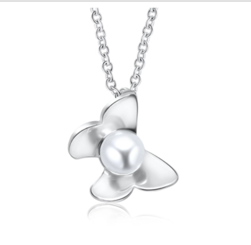 925 Pearly Butterfly Silver Necklace