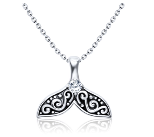 925 WHALE TAIL CZ SILVER NECKLACE