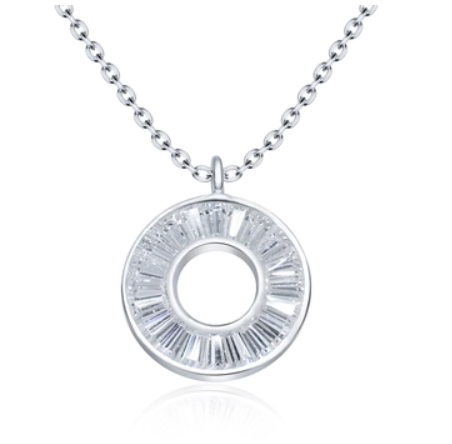 925 circle motive with cz 925 silver neckalce