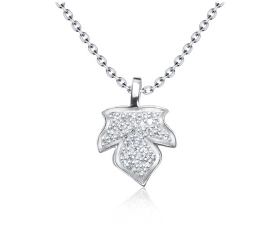 925 MAPLE LEAF WITH CZ SILVER NECKLACE