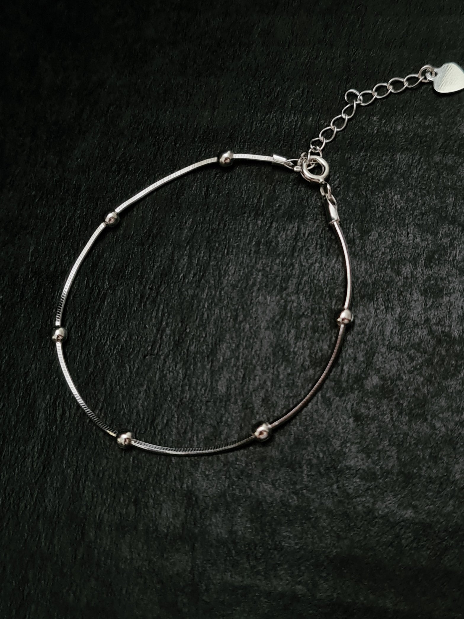 Pure Silver Fashion Simple Bead Snake Bone Bracelet