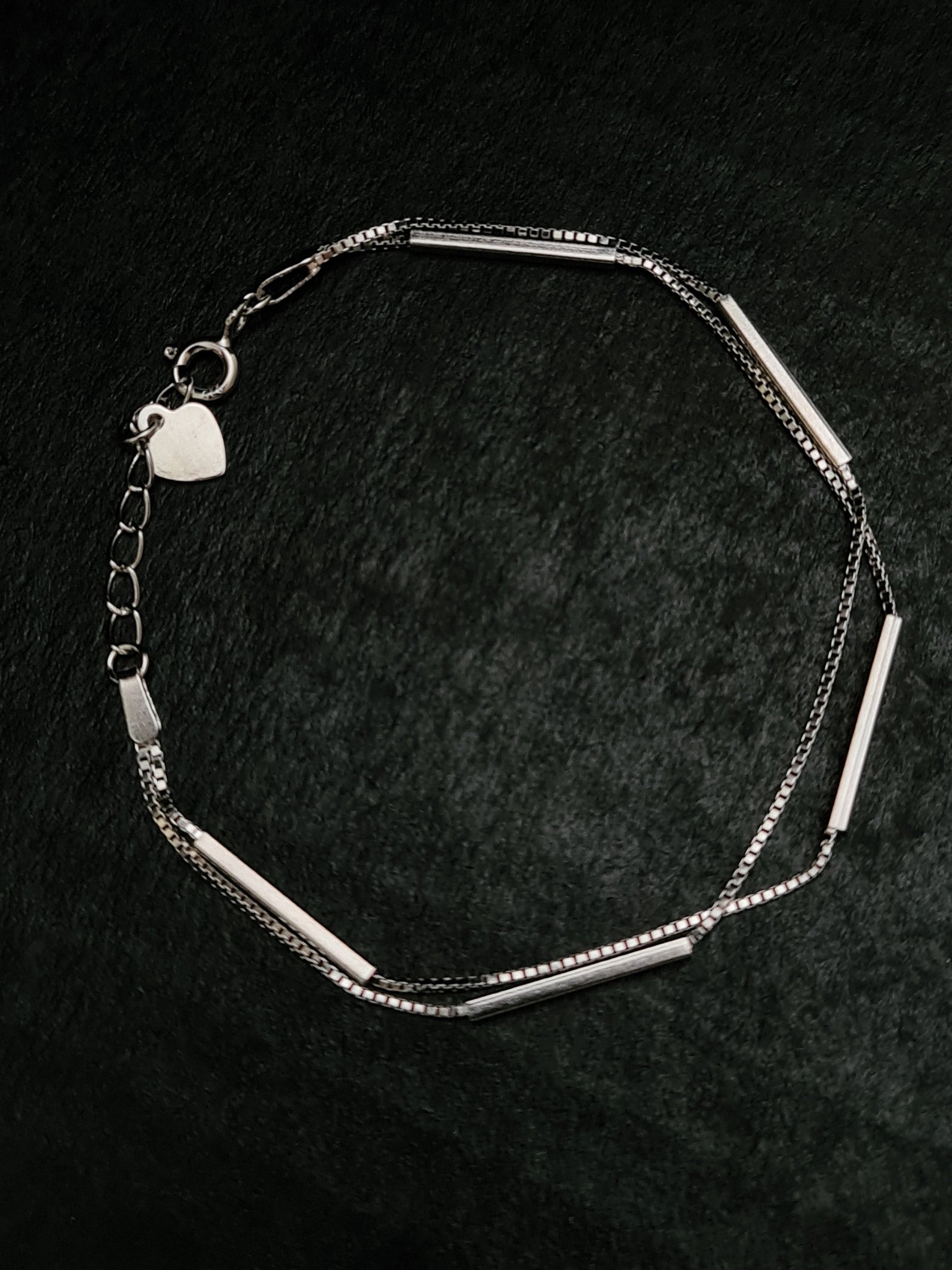 Sterling Silver Long Tube Design Double Bracelet