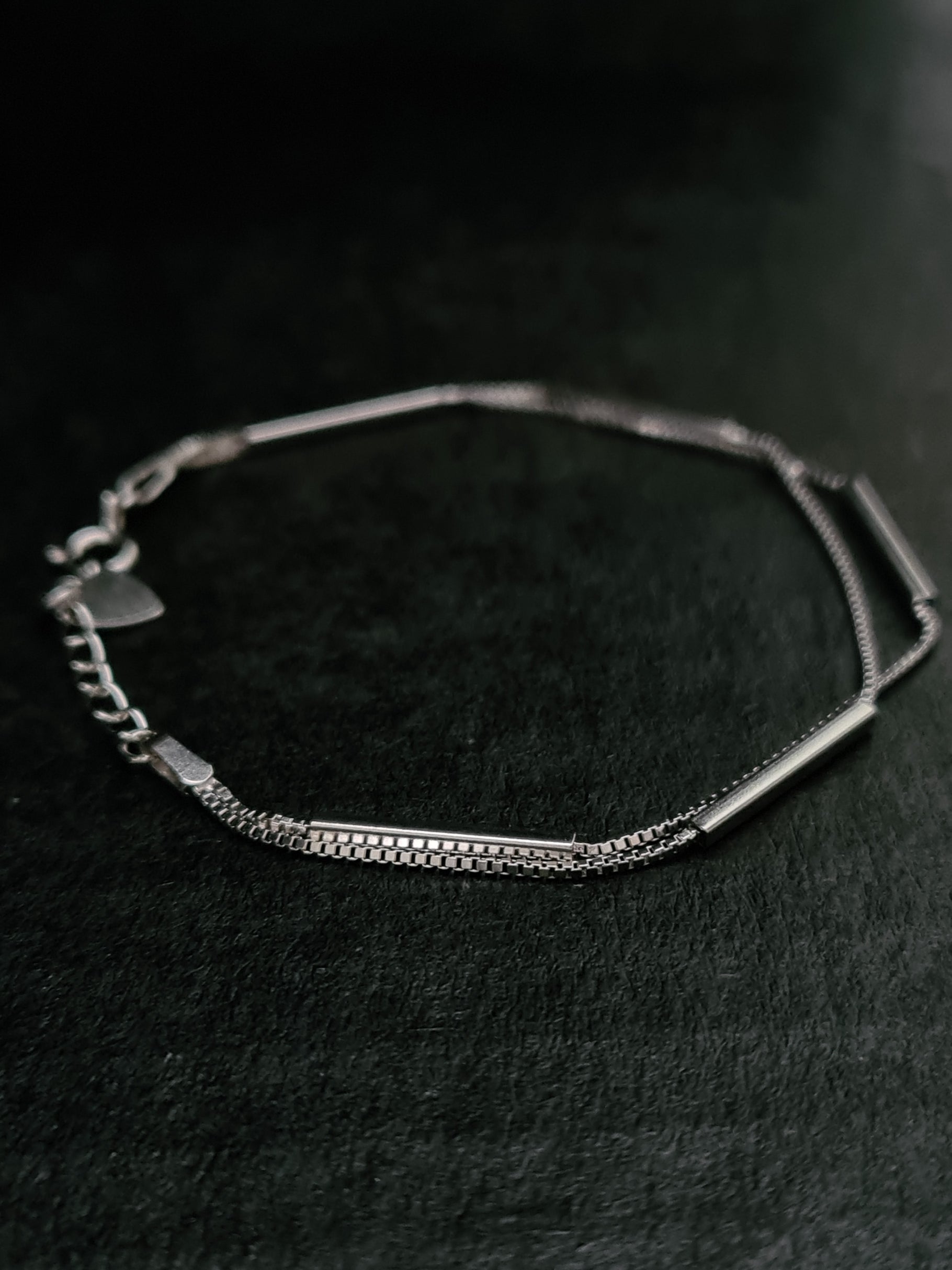 Sterling Silver Long Tube Design Double Bracelet