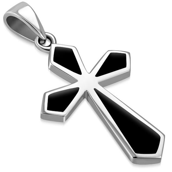 Black Onyx Silver Cross Pendant