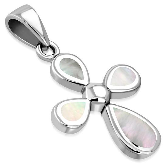 Mother of Pearl Silver Cross Pendant