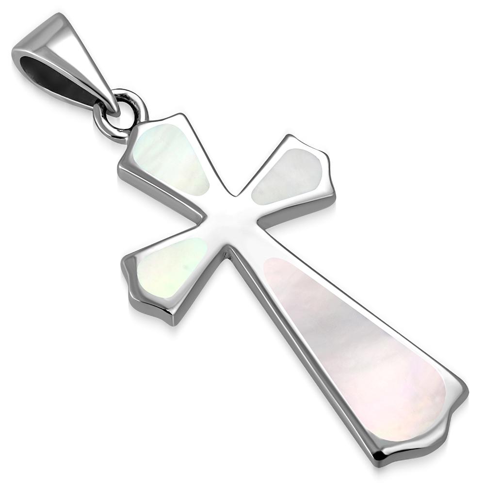 Mother of Pearl Silver Cross Pendant