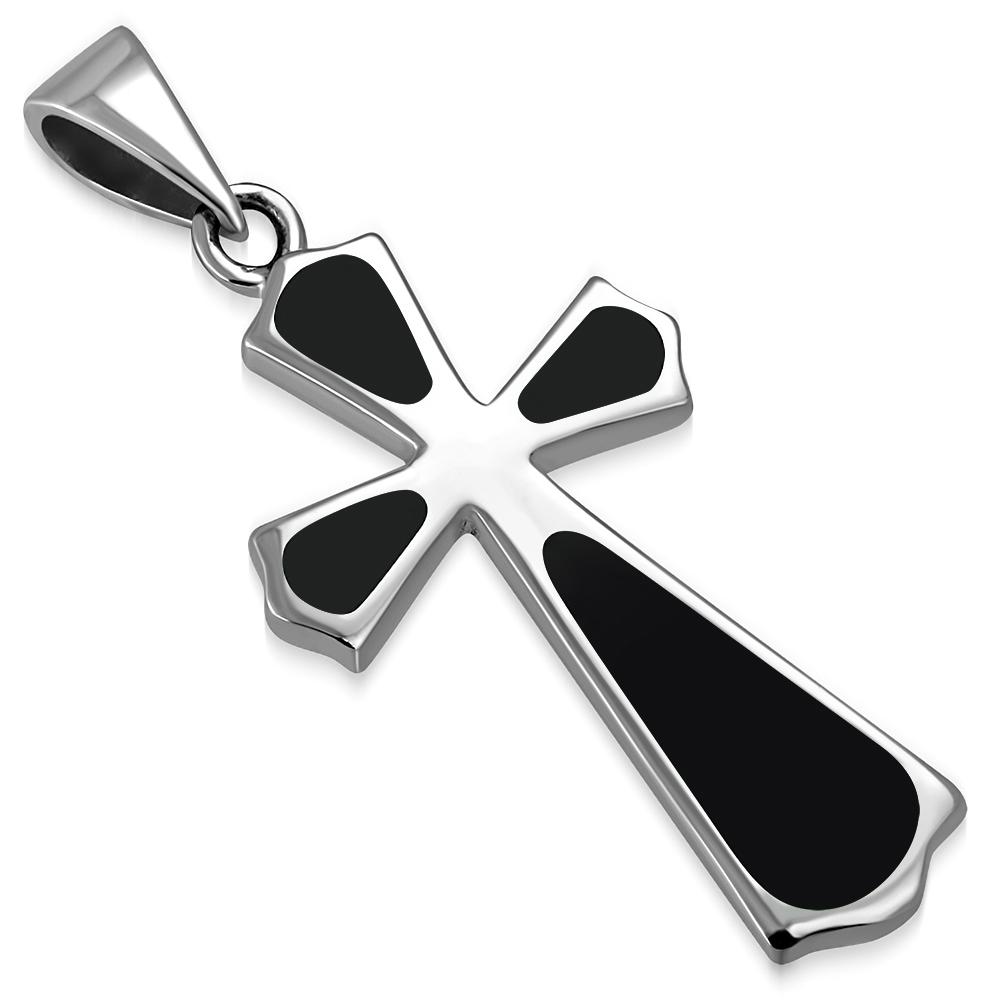 Black Onyx Cross Silver Pendant