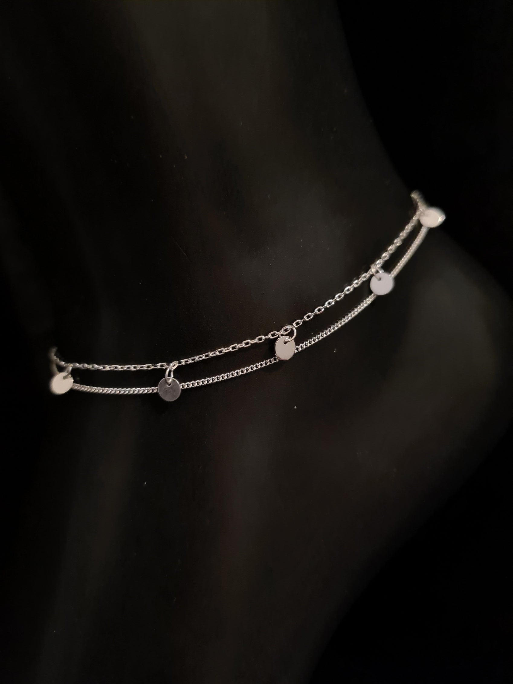 925 Sterling Silver With Platinum Plated Fashion Round Anklets