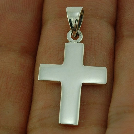 Small Simple Sterling Silver Cross Pendant